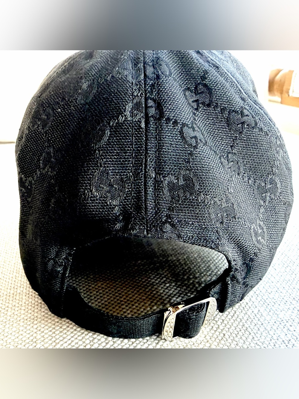GUCCI Black GG Monogram Web Stripe Baseball Cap Hat M 57cm Unisex - Picture 5 of 12